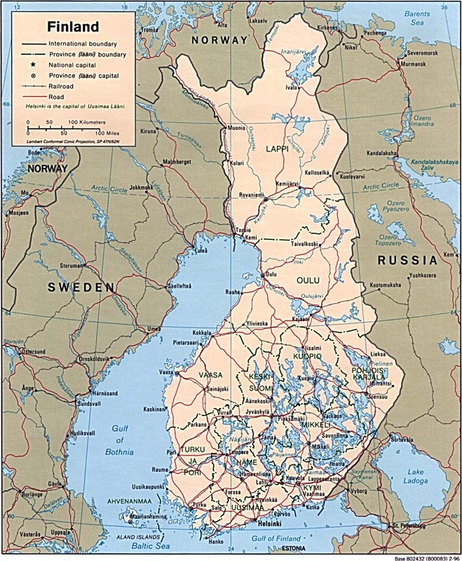 (OTL Map from Post-WW2) …but it shows the Finnish road link to Norway that runs parallel to the Swedish border