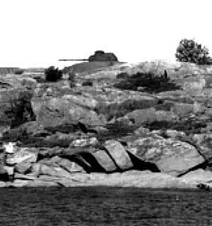Remnants of the Russian defences around Hanko remain today - here an emplaced T-34 tank