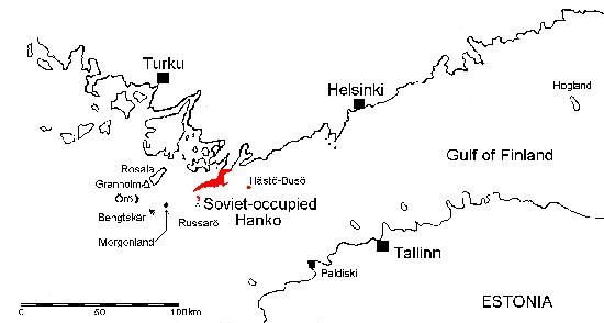 Map - The Gulf of Finland, showing Hanko, Bengtskar, and the other islands