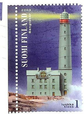 Finnish stamp showing Bengtskär lighthouse 
