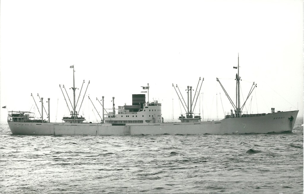 M/S Berny of SPAL in Mäntyluoto harbor during the summer of 1936. The livery color of SPAL was changed to white to mark the new shipping era. Berny was the second ship of the SPAL-class and did not have the electric cranes for which the SPAL and SEAL-classes became well known