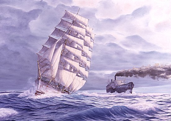 Herzogin Cecilie, skippered by Sven Erikson, and a British liner bound for the far east