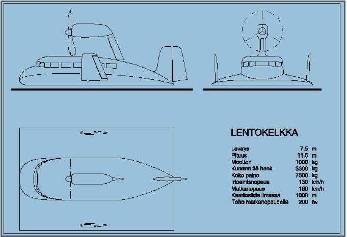 Line Drawing of Pintaliitäjä-Craft proposed by Kaario in Spring 1939